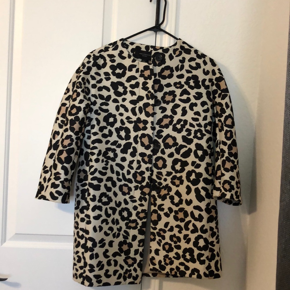 Ann Taylor xsp long leopard coat